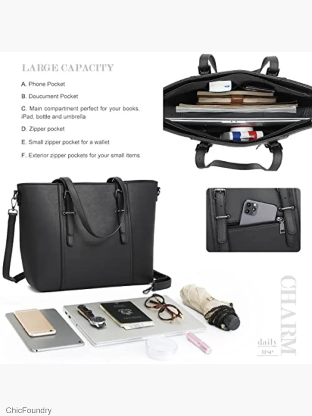 Vegan Leather Satchel Tote Bag Crossbody Shoulder Purse